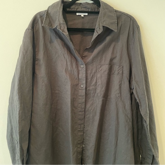 WHOWOREWHAT black linen cotton button down oversized shirt Large nordstrom - Picture 7 of 8